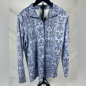 Blair Blue Geometric Quarter Zip Pullover Size M